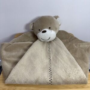 Carter's 2010 Monkey Security‎ Blanket Lovey Tan Zigzag Stitch 12x13" Retired